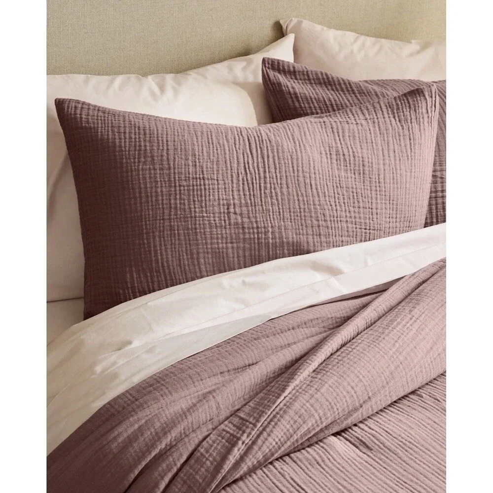 Quince BUNDLE- King Cal King Mist Linen Duvet Cover Set + Fig Gauze Shams $263